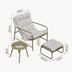 Set di 3 Mobili da Giardino Trerdfjoa Tavolino Rotondo Poltrona e Poggiapiedi [en.casa]