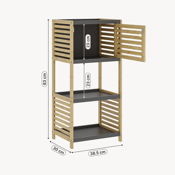 Scaffale da Bagno Kydesby in Bambù con Ripiani Aperti e Scomparto ad Anta [en.casa]