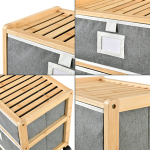 Tavolino laterale in bambù Noorliit su ruote in varie dimensioni [en.casa]