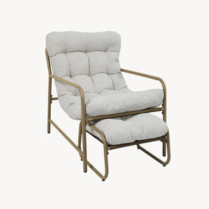 Set di 3 Mobili da Giardino Trerdfjoa Tavolino Rotondo Poltrona e Poggiapiedi [en.casa]