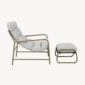 Set di 3 Mobili da Giardino Trerdfjoa Tavolino Rotondo Poltrona e Poggiapiedi [en.casa]