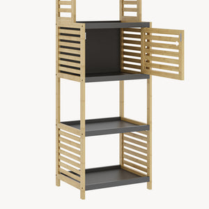 Scaffale da Bagno Kydesby in Bambù con Ripiani Aperti e Scomparto ad Anta [en.casa]