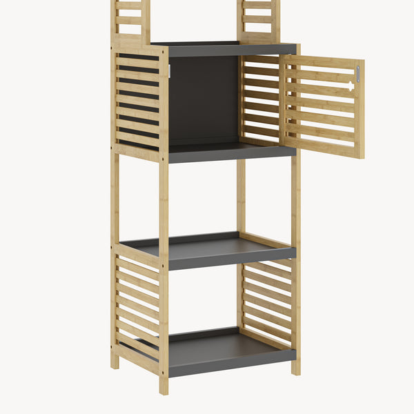 Scaffale da Bagno Kydesby in Bambù con Ripiani Aperti e Scomparto ad Anta [en.casa]