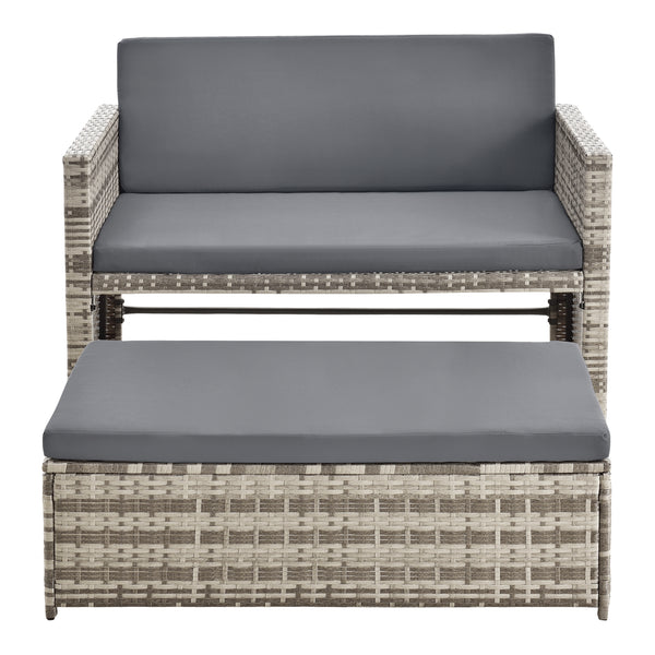 Set di Mobili da Giardino Arredo Esterno in Polyrattan con Cuscini Set Composto di 1 Divano a 2 Posti + 1 Tavolino Basso Multiuso - Vari Colori