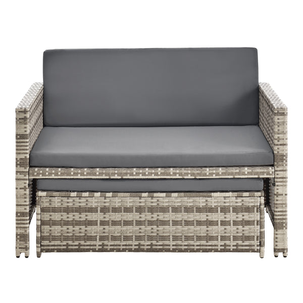 Set di Mobili da Giardino Arredo Esterno in Polyrattan con Cuscini Set Composto di 1 Divano a 2 Posti + 1 Tavolino Basso Multiuso - Vari Colori