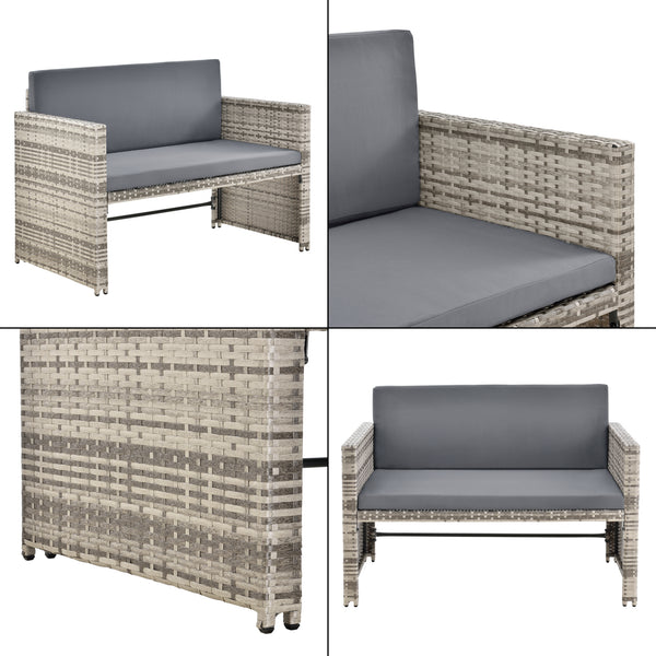 Set di Mobili da Giardino Arredo Esterno in Polyrattan con Cuscini Set Composto di 1 Divano a 2 Posti + 1 Tavolino Basso Multiuso - Vari Colori