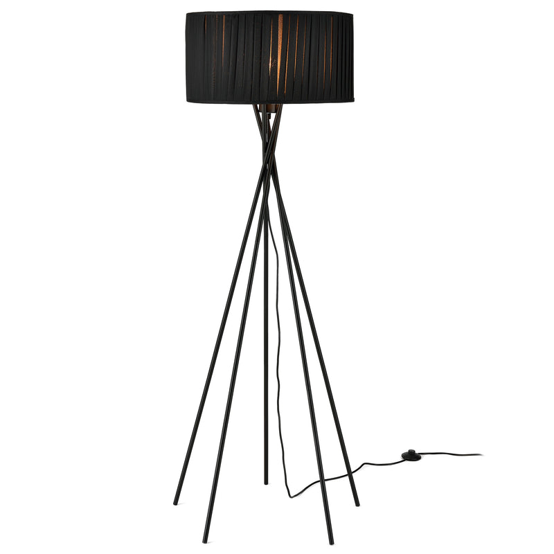 Schizzo in scala Lampada da Terra 'Black Mikado' Alta 155 cm Piantana a 5 Piedi con Paralume Cilindrico in Tessuto Decorativo Nero - lux.pro