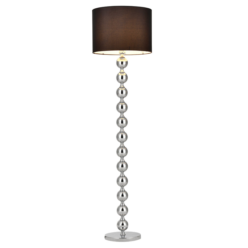 Schizzo in scala Lampada da Terra con Paralume Cilindrico e Sfere Decorative - Nero/Color Cromo lux.pro