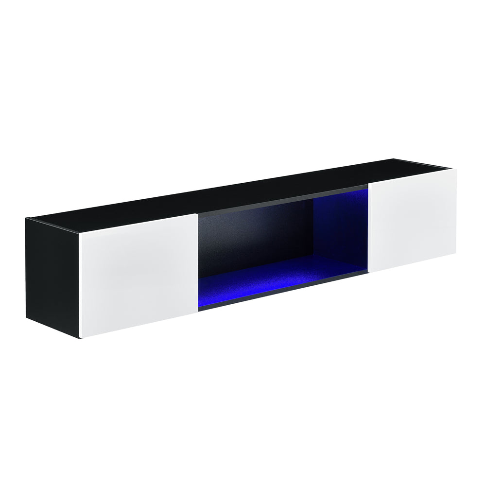 Pensile Thabong 150x30x30 cm con illuminazione LED Nero/Bianco en.casa - premiumXL