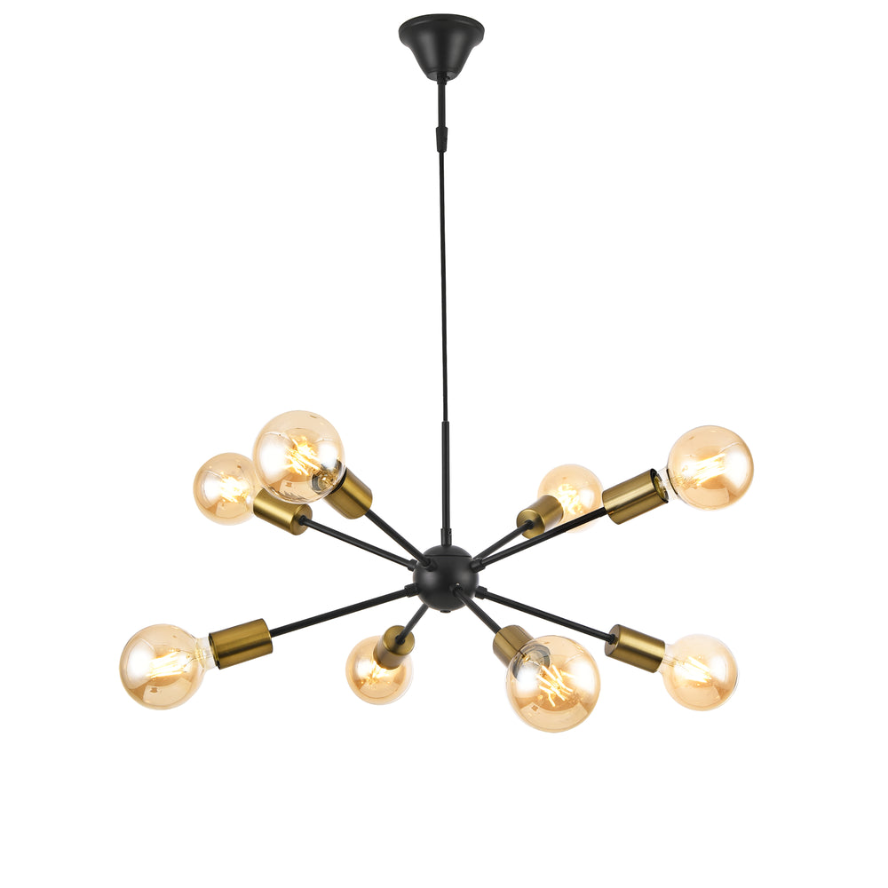 Lampadario a sospensione Amiens 8 luci E27 nero / color ottone [lux.pro] - premiumXL