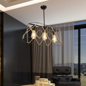 Lampada a sospensione Harrogate Nero / Colore juta in varie dimensioni [lux.pro]