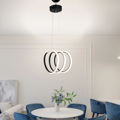 Lampada a Sospensione 'Dunfermline' con Illuminazione a LED - Lampadario a Spirale Orizzontale - Nero/Bianco [lux.pro]
