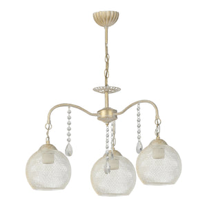 Lampadario 'Randalstown' a Bracci con Pendenti in Cristalli Artificiali - Lampada da Soffitto con Paralumi a Forma di Globo - Vari Colori - lux.pro