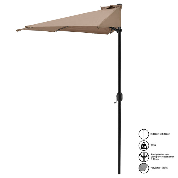 Ombrellone a Semicerchio Eger Parasole a Mezzaluna 300x150 cm casa.pro
