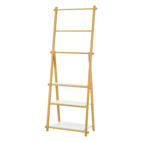 Scaffale da bagno in bambù Lapinjärvi con barre porta asciugamani [en.casa]