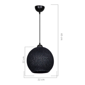 Lampada a Sospensione 'Lisburn' con Paralume a Globo in Iuta - Vari Colori [lux.pro]