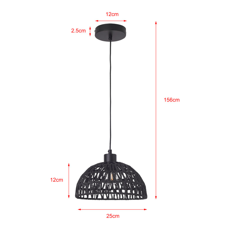 Schizzo in scala Lampada a Sospensione Alton con Paralume in Rattan Intrecciato lux.pro