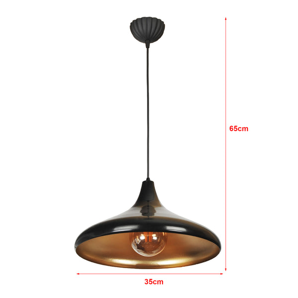 Lampada a Sospensione 'Knutsford' con 1 Fonte Luce Lampada da Soffitto Paralume a Cono Piatto Lampadario Vintage - Vari Colori - lux.pro