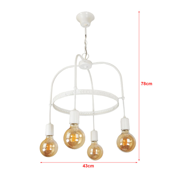 Lampadario 'Llandudno' a 3-4-5 Fonti Luce in Stile Industriale Lampada da Soffitto con Portalampada Pendenti Senza Paralumi - Vari Colori - lux.pro
