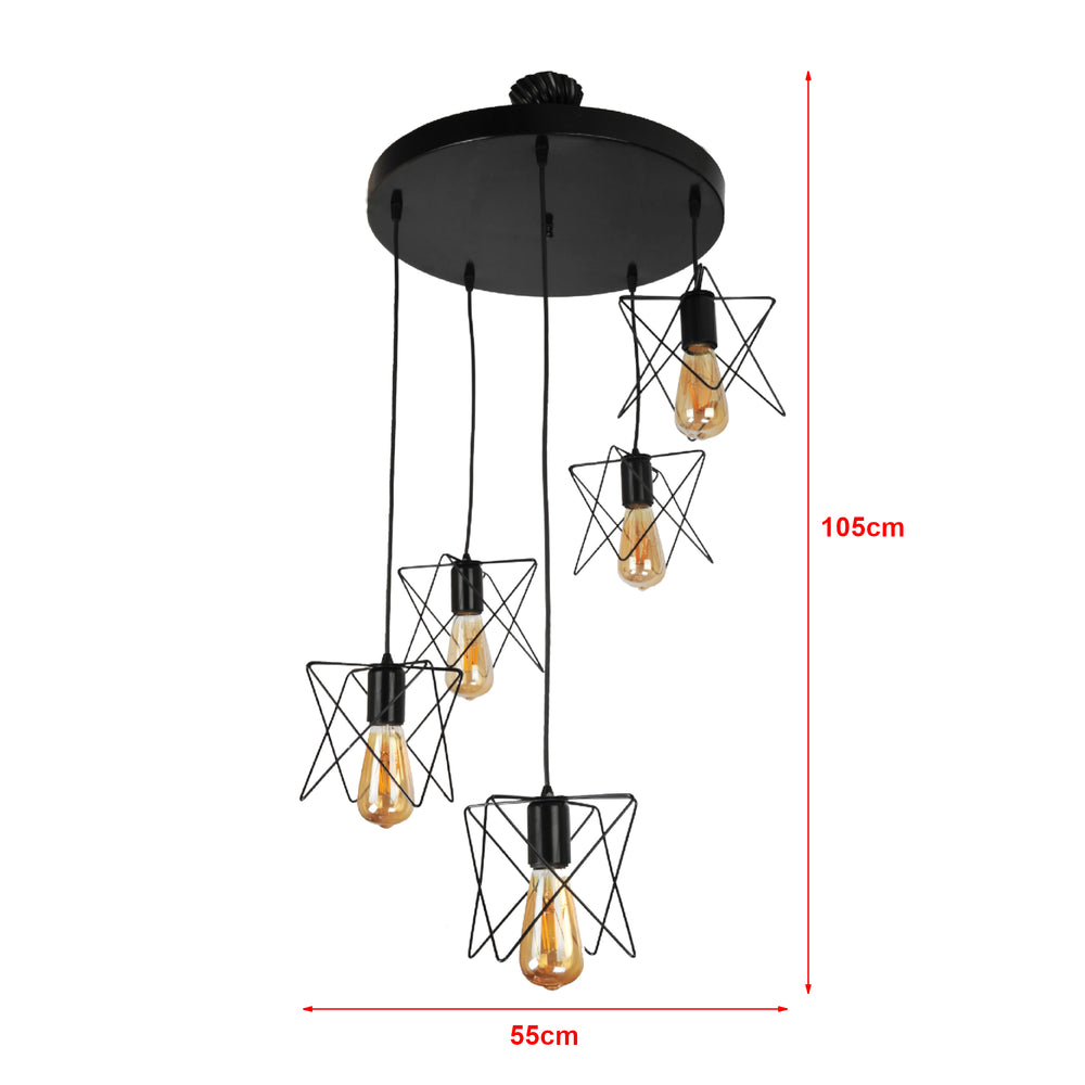 Lampada a sospensione Manningtree 2/3/5 fiamme Nero [lux.pro]