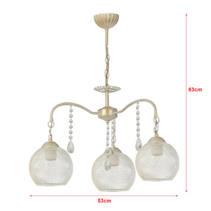 Lampadario 'Randalstown' a Bracci con Pendenti in Cristalli Artificiali - Lampada da Soffitto con Paralumi a Forma di Globo - Vari Colori - lux.pro