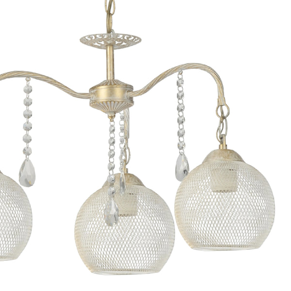 Lampadario 'Randalstown' a Bracci con Pendenti in Cristalli Artificiali - Lampada da Soffitto con Paralumi a Forma di Globo - Vari Colori - lux.pro
