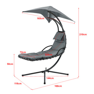 Lettino sospeso con tettuccio parasole in diversi colori en.casa