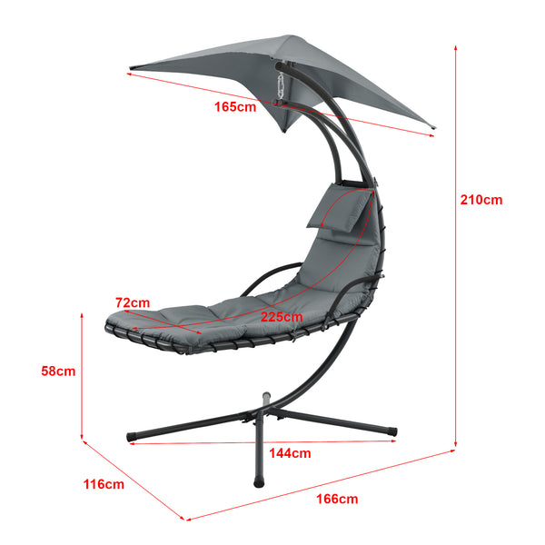 Lettino sospeso con tettuccio parasole in diversi colori en.casa