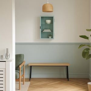 Pensile Zundert con porta in vetro scanalato 60x35x15 cm acciaio [en.casa]