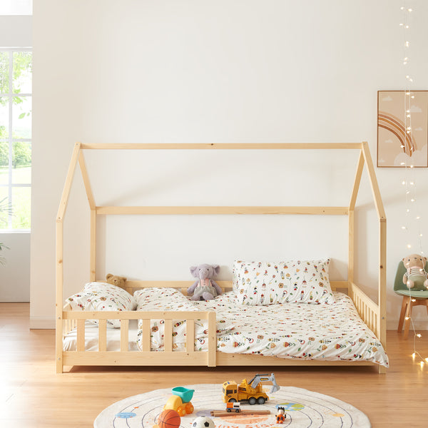 Letto per Cameretta Hesel a Forma di Casetta in Legno di Pino [en.casa] 