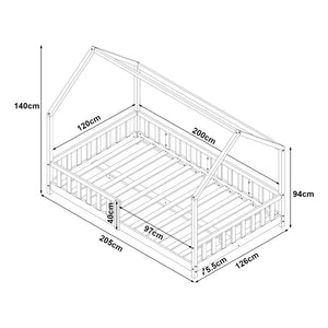Letto per Cameretta Hesel a Forma di Casetta in Legno di Pino [en.casa] 