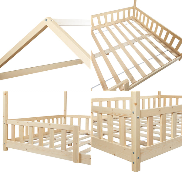 Letto per Cameretta Hesel a Forma di Casetta in Legno di Pino [en.casa] 