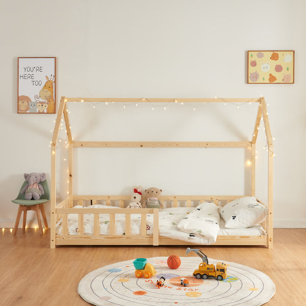 Letto per Cameretta Hesel a Forma di Casetta in Legno di Pino [en.casa] 