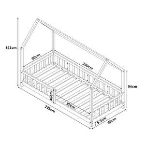 Letto per Cameretta Hesel a Forma di Casetta in Legno di Pino [en.casa] 