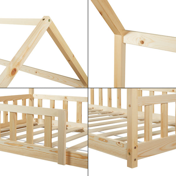 Letto per Cameretta Hesel a Forma di Casetta in Legno di Pino [en.casa] 
