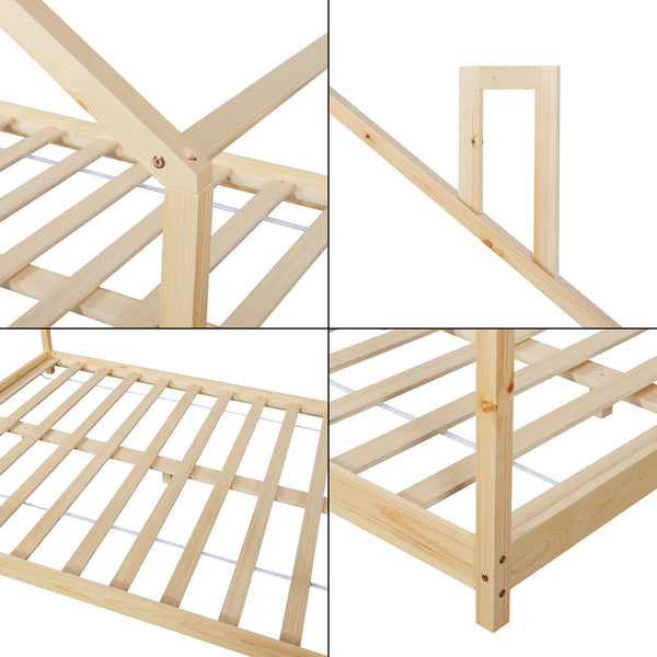 Letto a casa Siuntio in legno di pino naturale [en.casa]