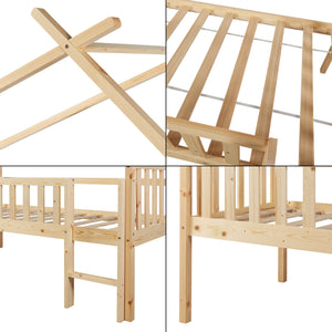 Letto a Casetta per Cameretta Sotkamo in Legno con Materasso 90x200 cm [en.casa] 
