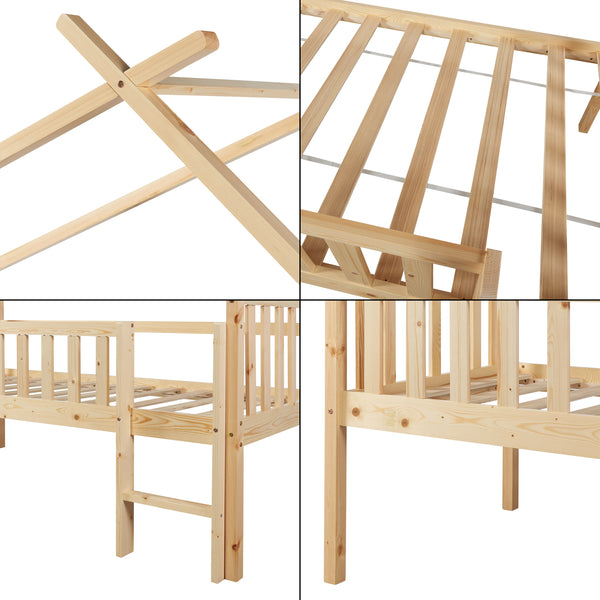 Letto a Casetta per Cameretta Sotkamo in Legno con Materasso 90x200 cm [en.casa] 