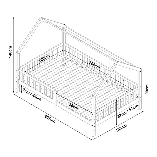 Letto a casa con materasso Ydre in legno di pino [en.casa]
