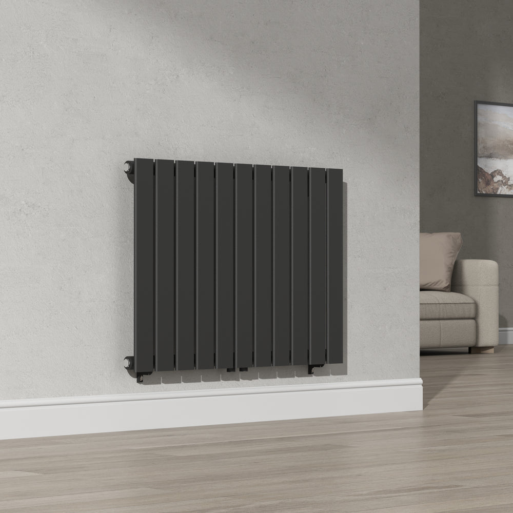 Termosifone Nore ad Acqua Calda Pannello Singolo con Elementi Piatti 60 x 80 cm - Nero [neu.haus] 