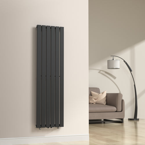 Termosifone Nore ad Acqua Calda Pannello Singolo con Elementi Piatti 160 x 45 cm - Nero [neu.haus] 