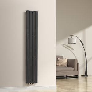 Termosifone Nore ad Acqua Calda Pannello Singolo con Elementi Piatti 180 x 30 cm - Nero [neu.haus] 