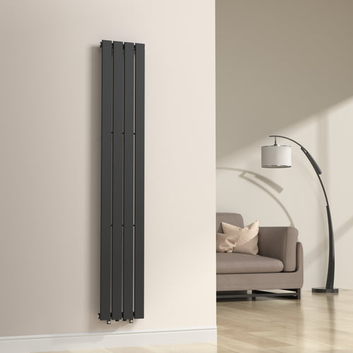 Termosifone Nore ad Acqua Calda Pannello Singolo con Elementi Piatti 180 x 30 cm - Nero [neu.haus] 