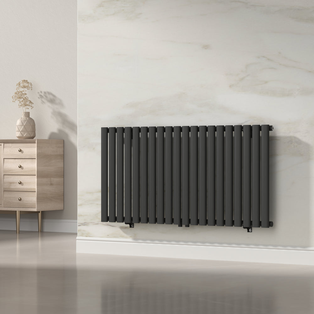 Termosifone Nore ad Acqua Calda Pannello Singolo con Elementi Tubolari 60 x 120 cm Nero [neu.haus] 