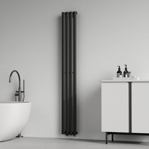 Termosifone Nore ad Acqua Calda Pannello Singolo con Elementi Tubolari 180 x 24 cm Nero [neu.haus] 