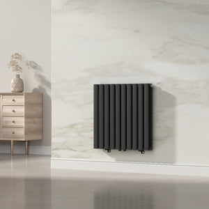 Termosifone Nore ad Acqua Calda Pannello Doppio con Elementi Tubolari 60 x 60 cm Nero [neu.haus] 