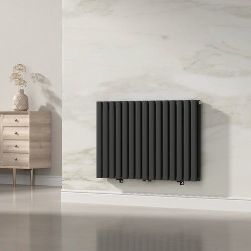 Termosifone Nore ad Acqua Calda Pannello Doppio con Elementi Tubolari 60 x 90 cm Nero [neu.haus] 