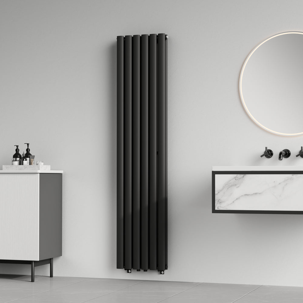 Termosifone Nore ad Acqua Calda Pannello Doppio con Elementi Tubolari 160 x 36 cm Nero [neu.haus] 