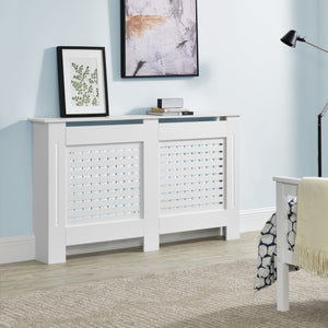 Copertura per termosifone Charleston con ripiano effetto lamelle Bianco en.casa