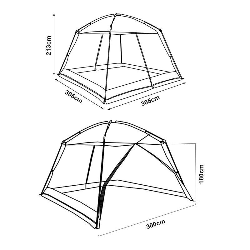 Schizzo in scala Gazebo da Giardino Beekdaelen con Zanzariere 305 x 305 x 213 cm Vari Colori pro.tec 